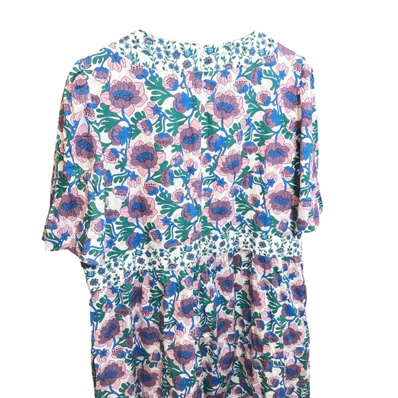 Boden Boho Vneck Floral Blue Purple Terrance Bud Dress Size 20/22 L - Picture 10 of 14